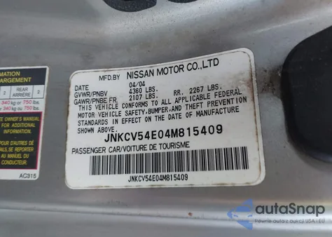 2004 Infiniti G35 из США, поврежденный, VIN JNKCV54E04M815409